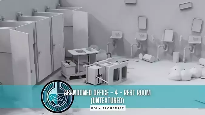 Abandoned Office Asset Pack - 4 - Rest Room - Untextured Low-poly 3D model