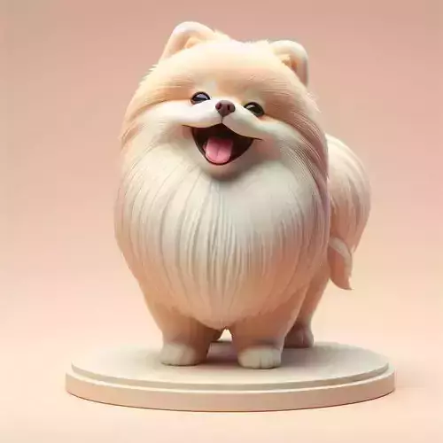 831 Laughing Pomeranian  Full Color 3D Model  pug