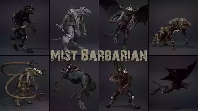Mist Barbarian Low-poly 3D model