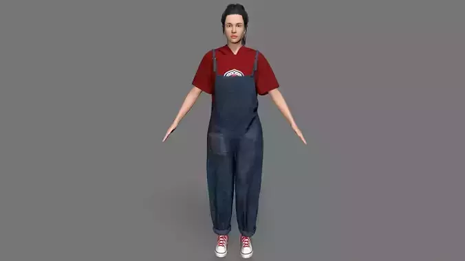 girl character Low-poly 3D model