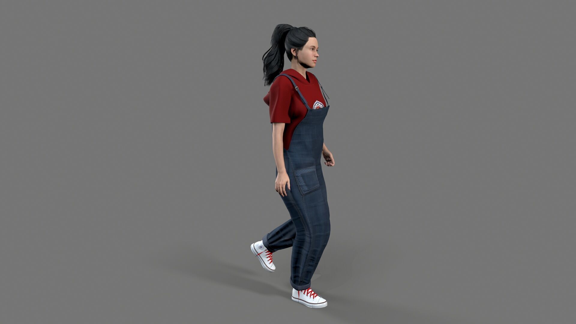 girl character Low-poly 3D model_11