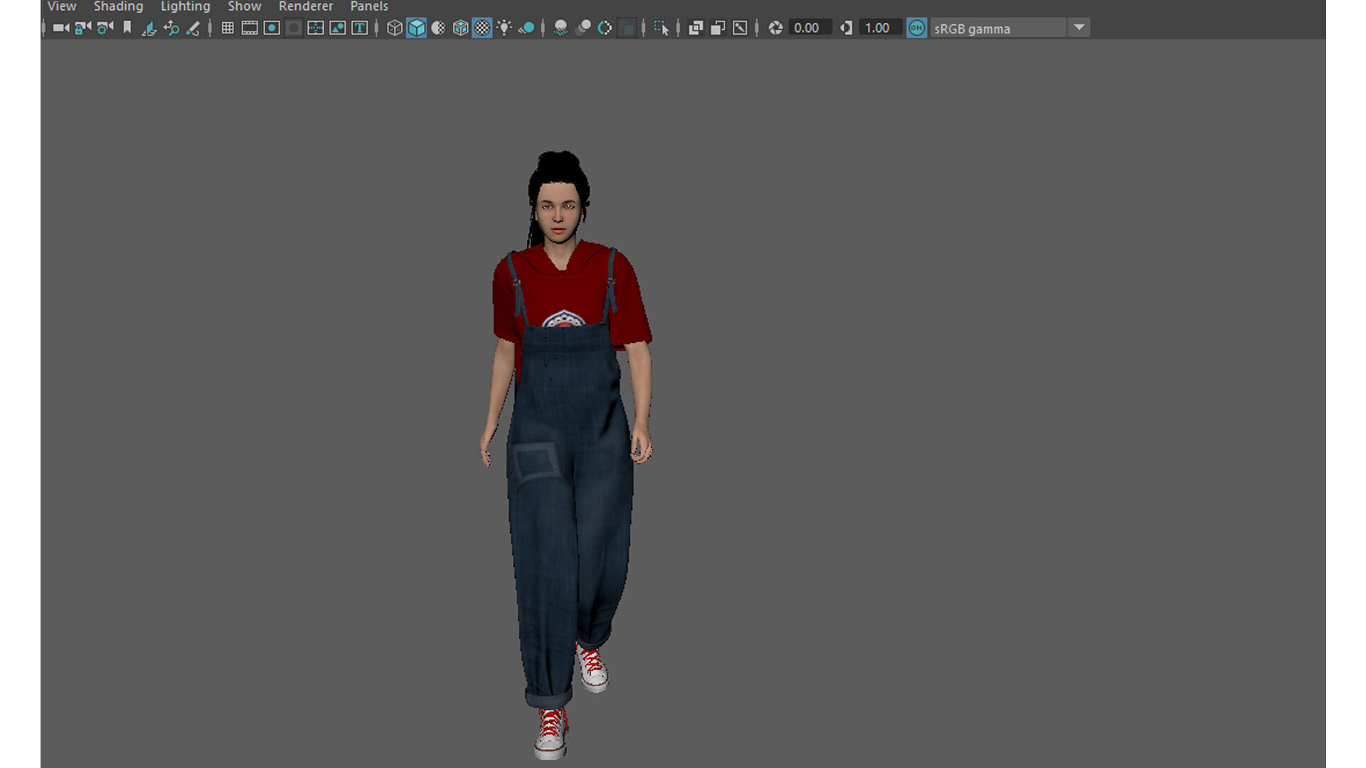girl character Low-poly 3D model_17