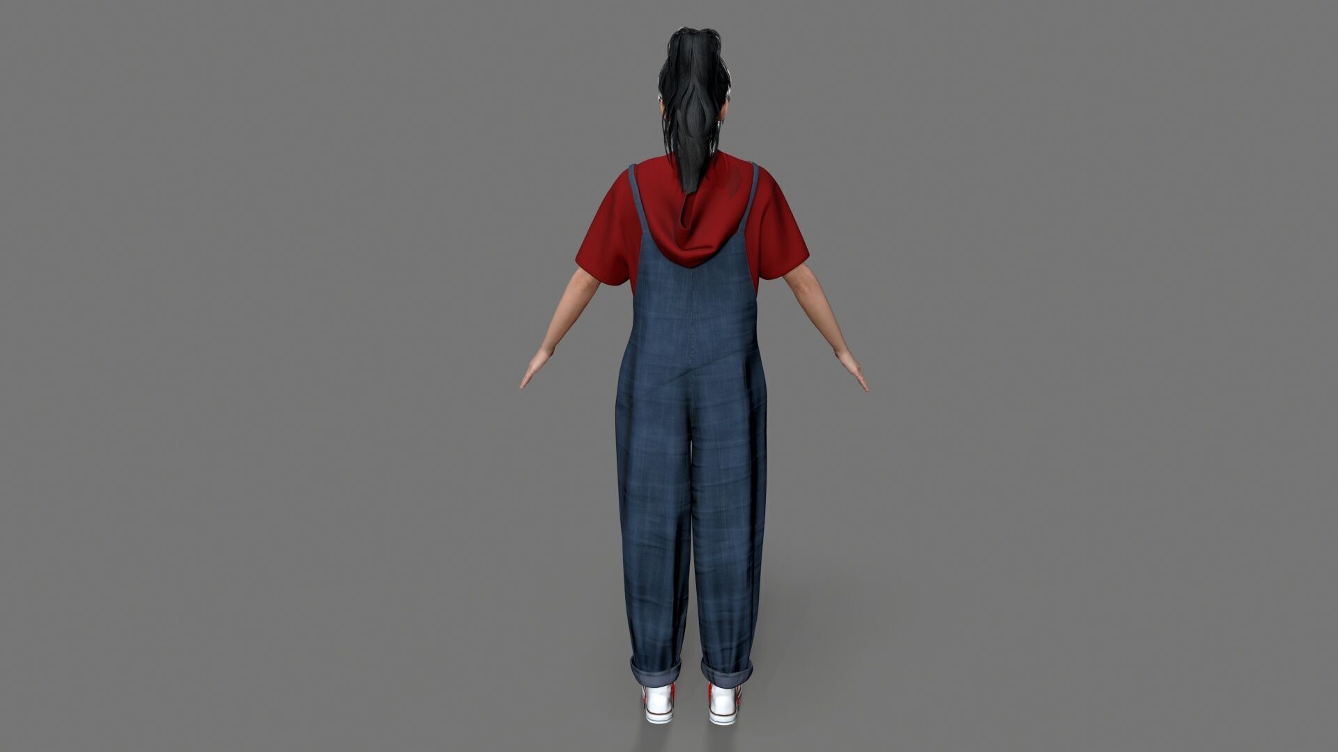 girl character Low-poly 3D model_5