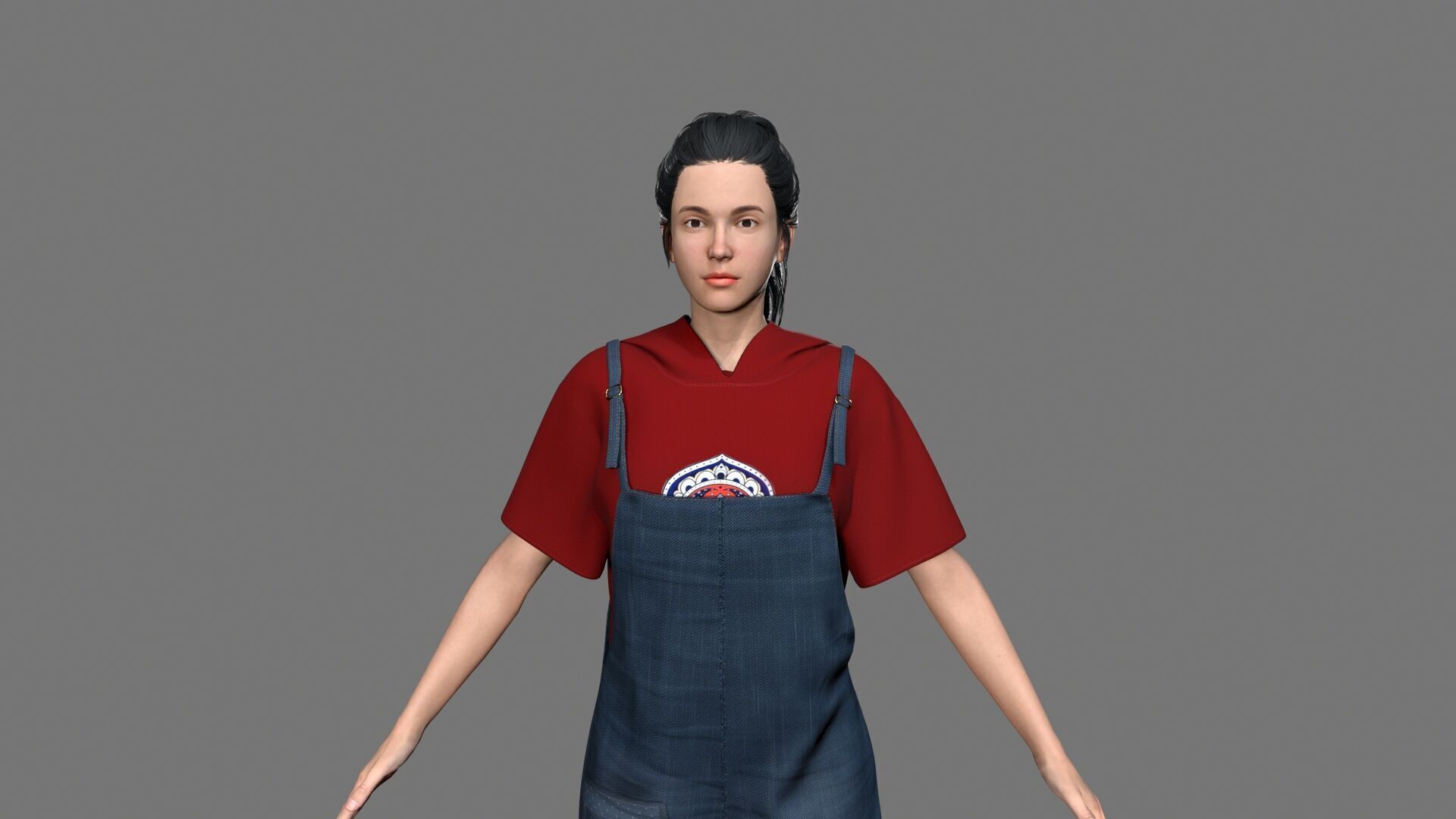 girl character Low-poly 3D model_6