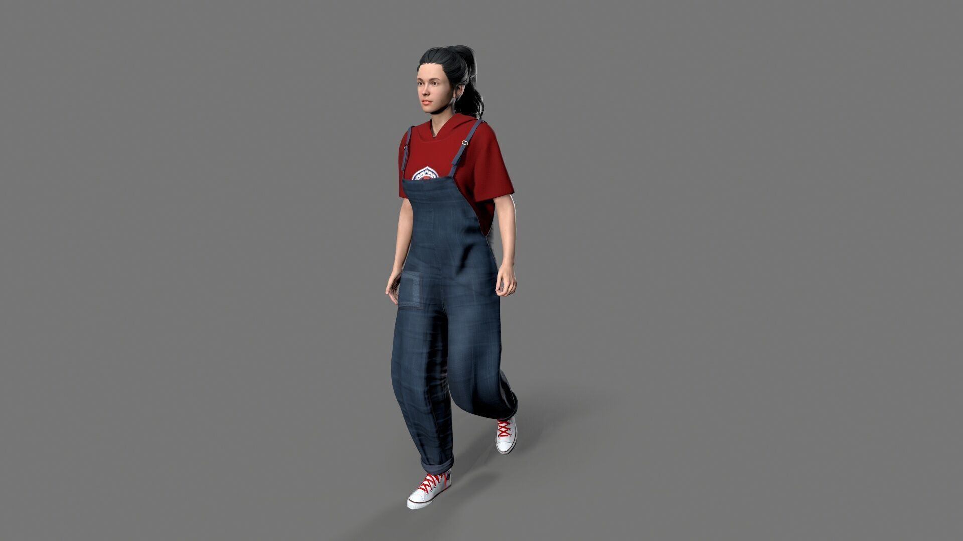 girl character Low-poly 3D model_8