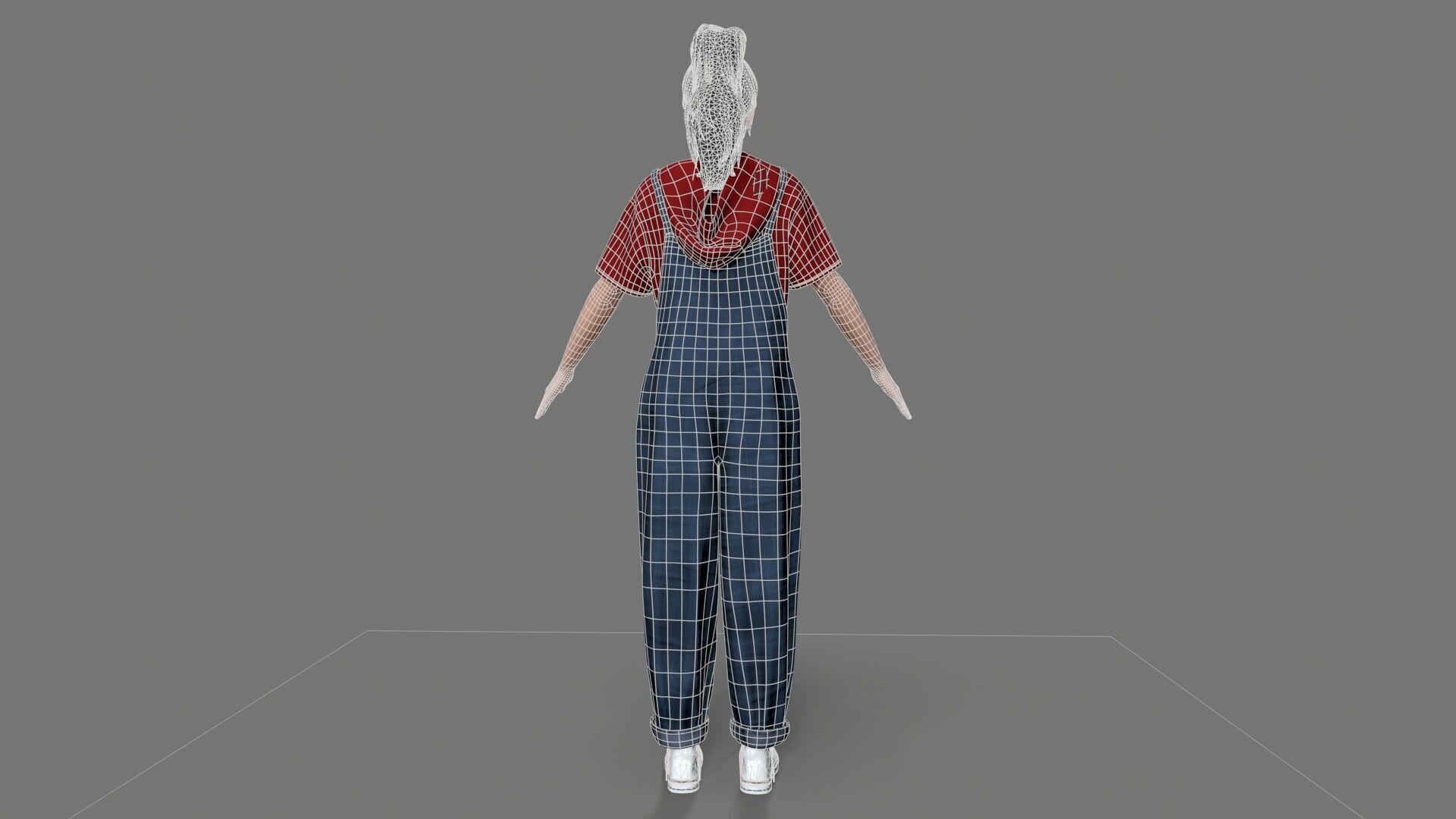girl character Low-poly 3D model_14