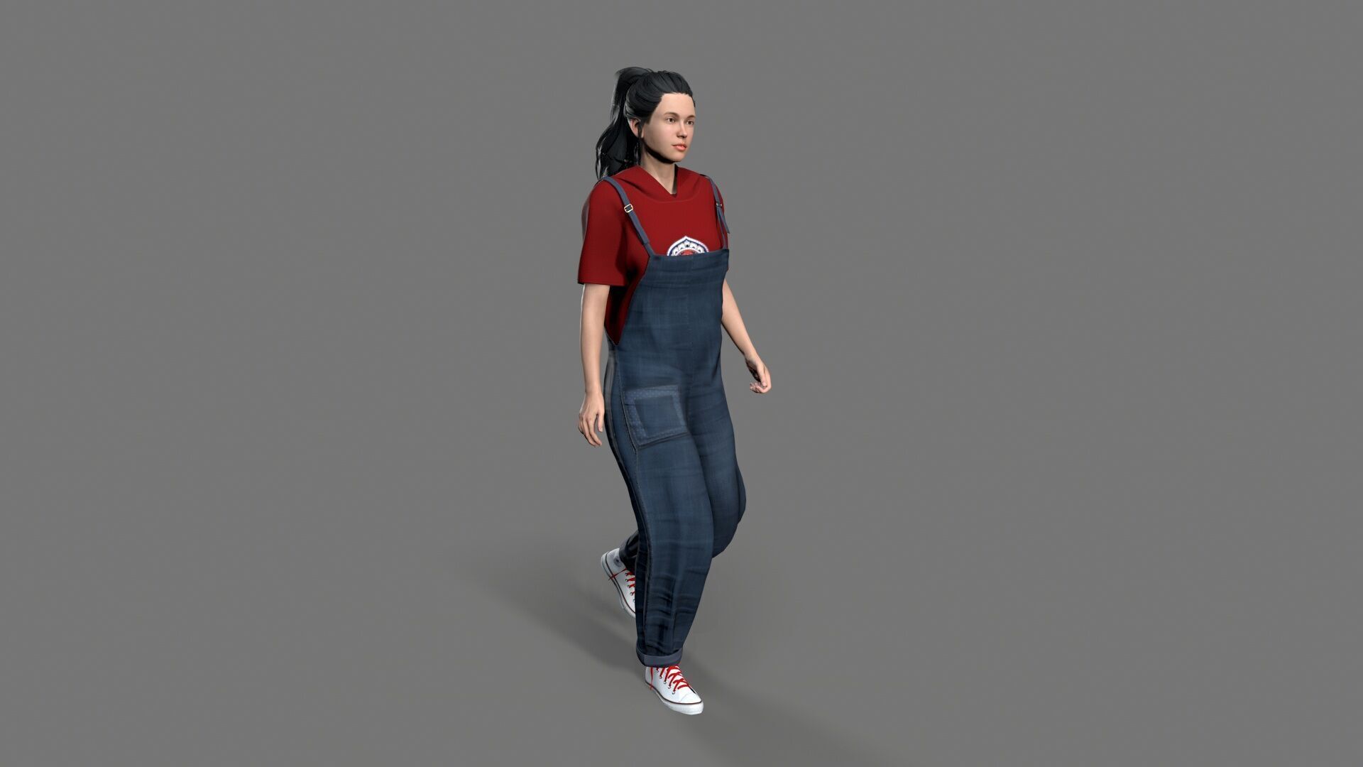 girl character Low-poly 3D model_9
