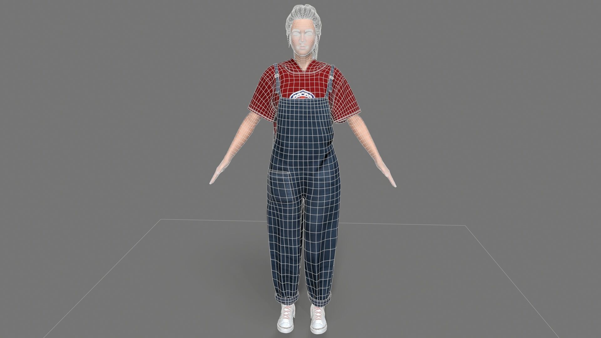 girl character Low-poly 3D model_15