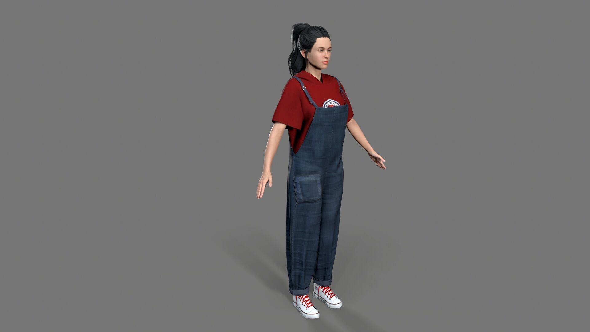 girl character Low-poly 3D model_3