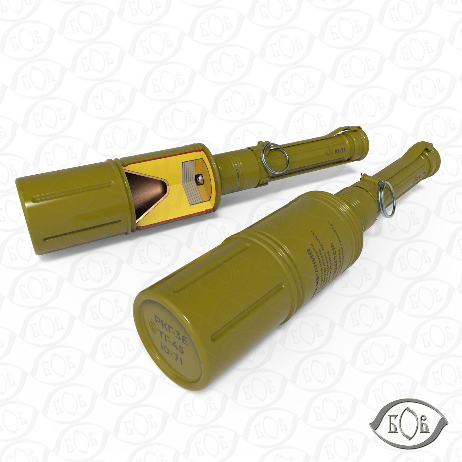 RKG 3 Soviet hand antitank cumulative grenades prinable moulage 3D model_3