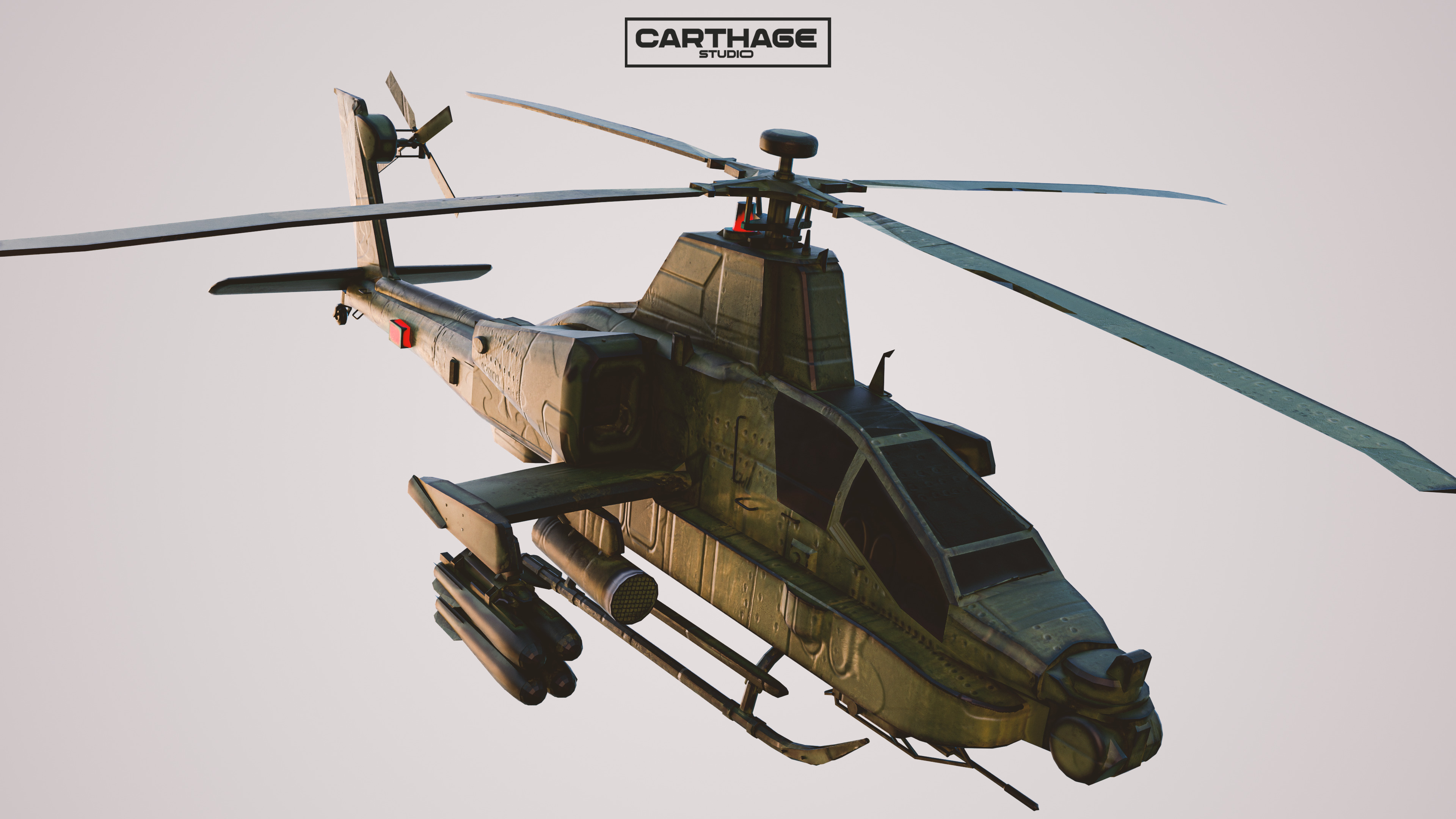 Military Apache Style Military Helicopter  Low-poly 3D model_2