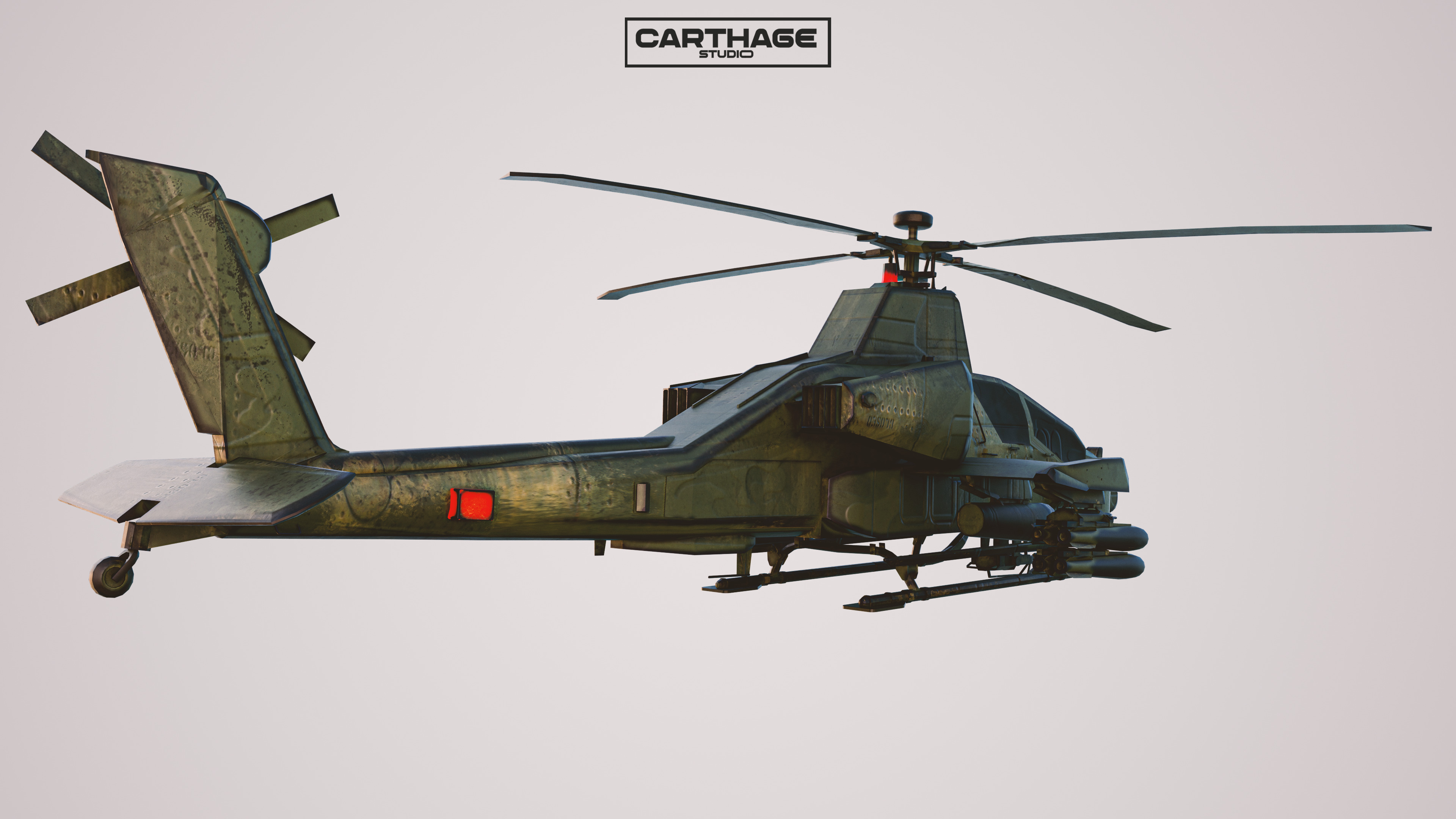 Military Apache Style Military Helicopter  Low-poly 3D model_8
