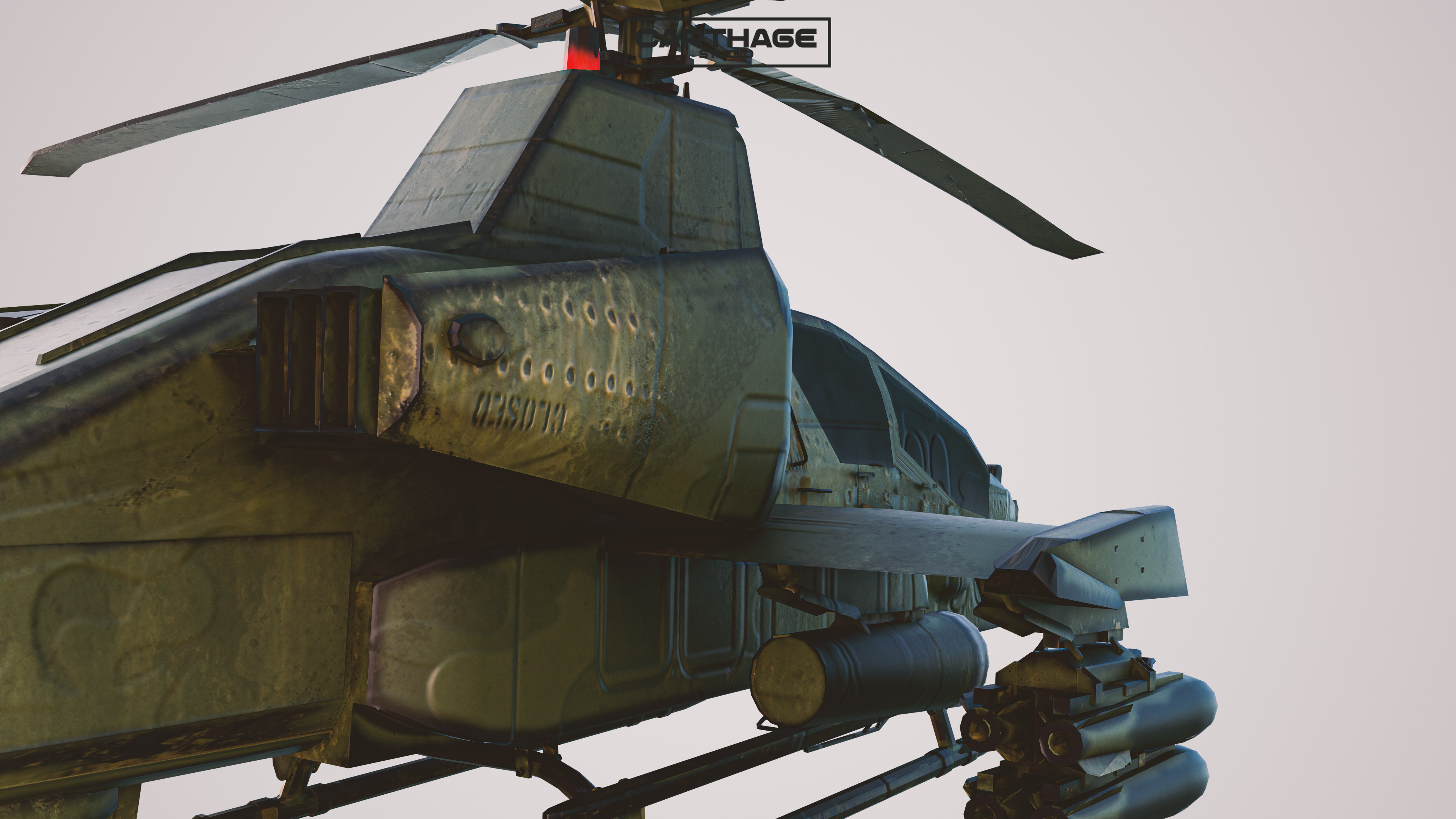 Military Apache Style Military Helicopter  Low-poly 3D model_11