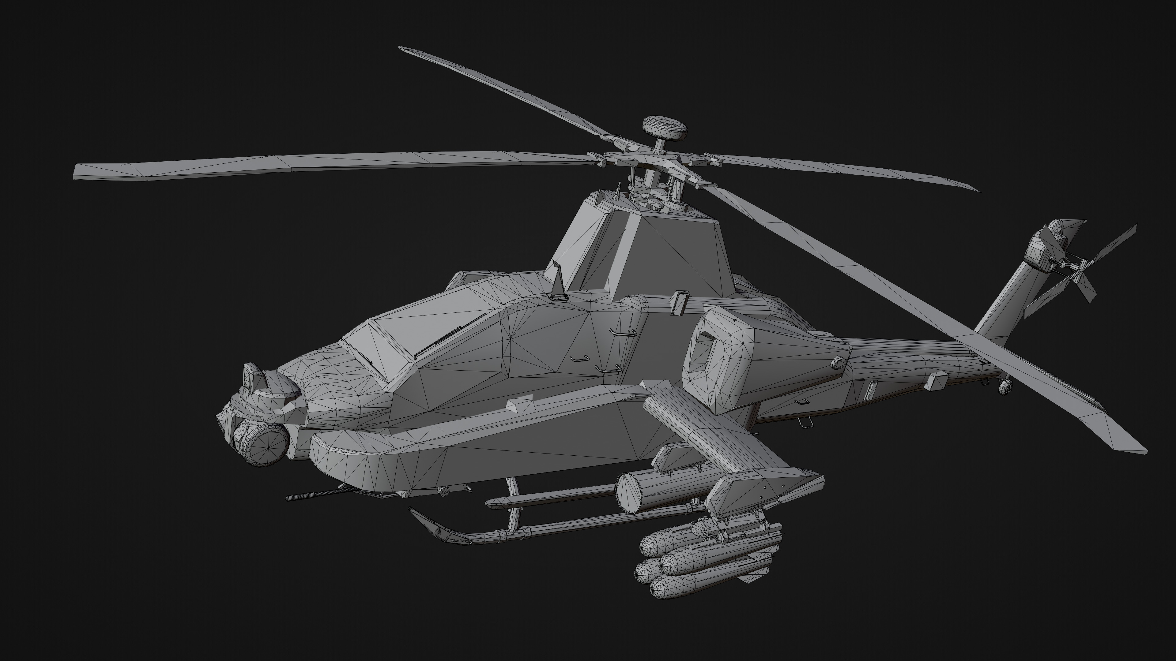 Military Apache Style Military Helicopter  Low-poly 3D model_13