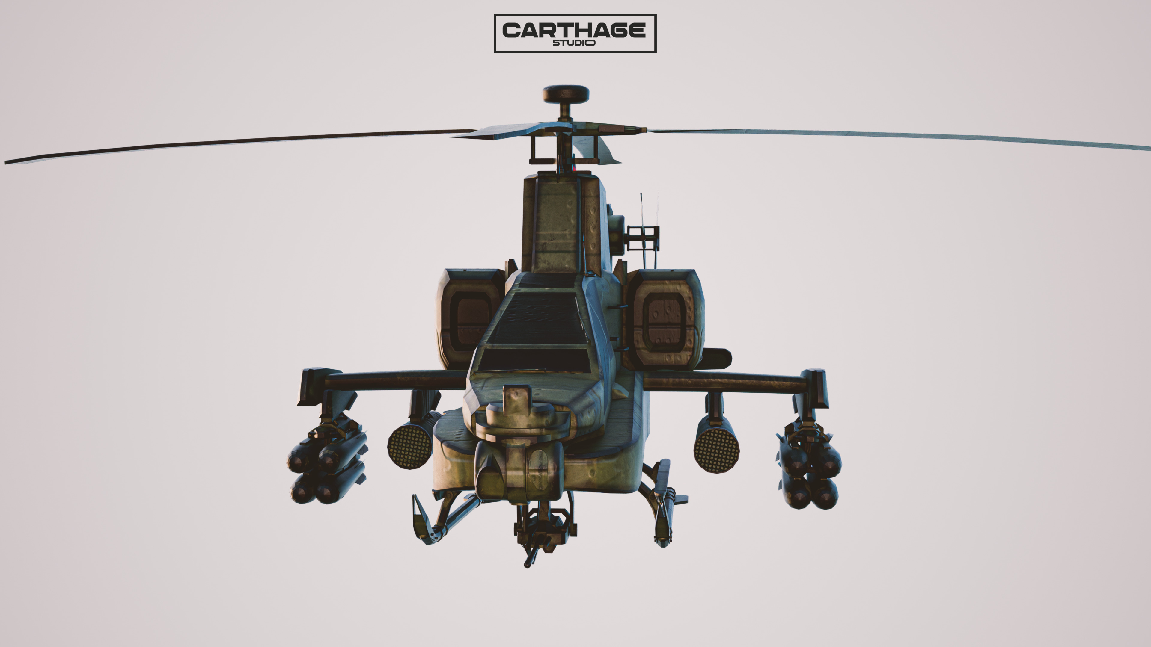Military Apache Style Military Helicopter  Low-poly 3D model_5