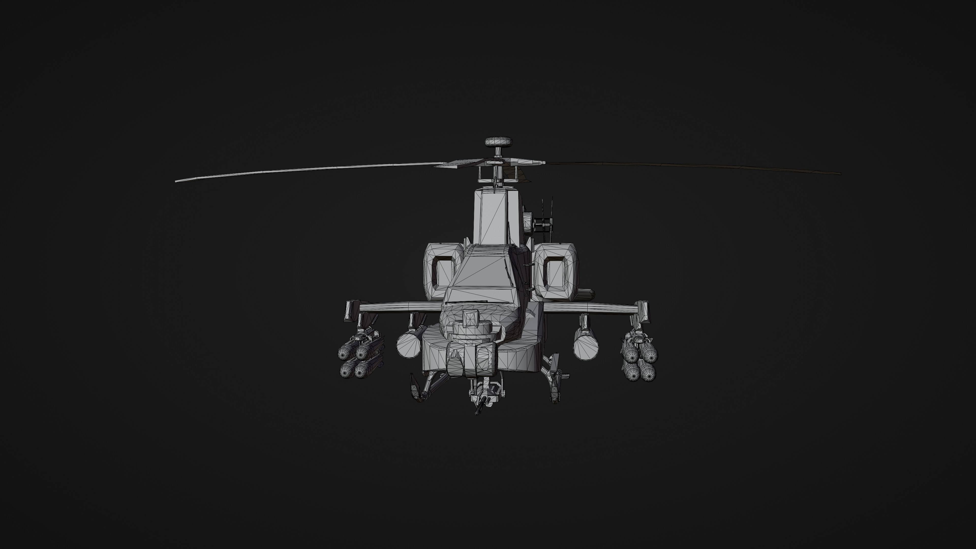 Military Apache Style Military Helicopter  Low-poly 3D model_15