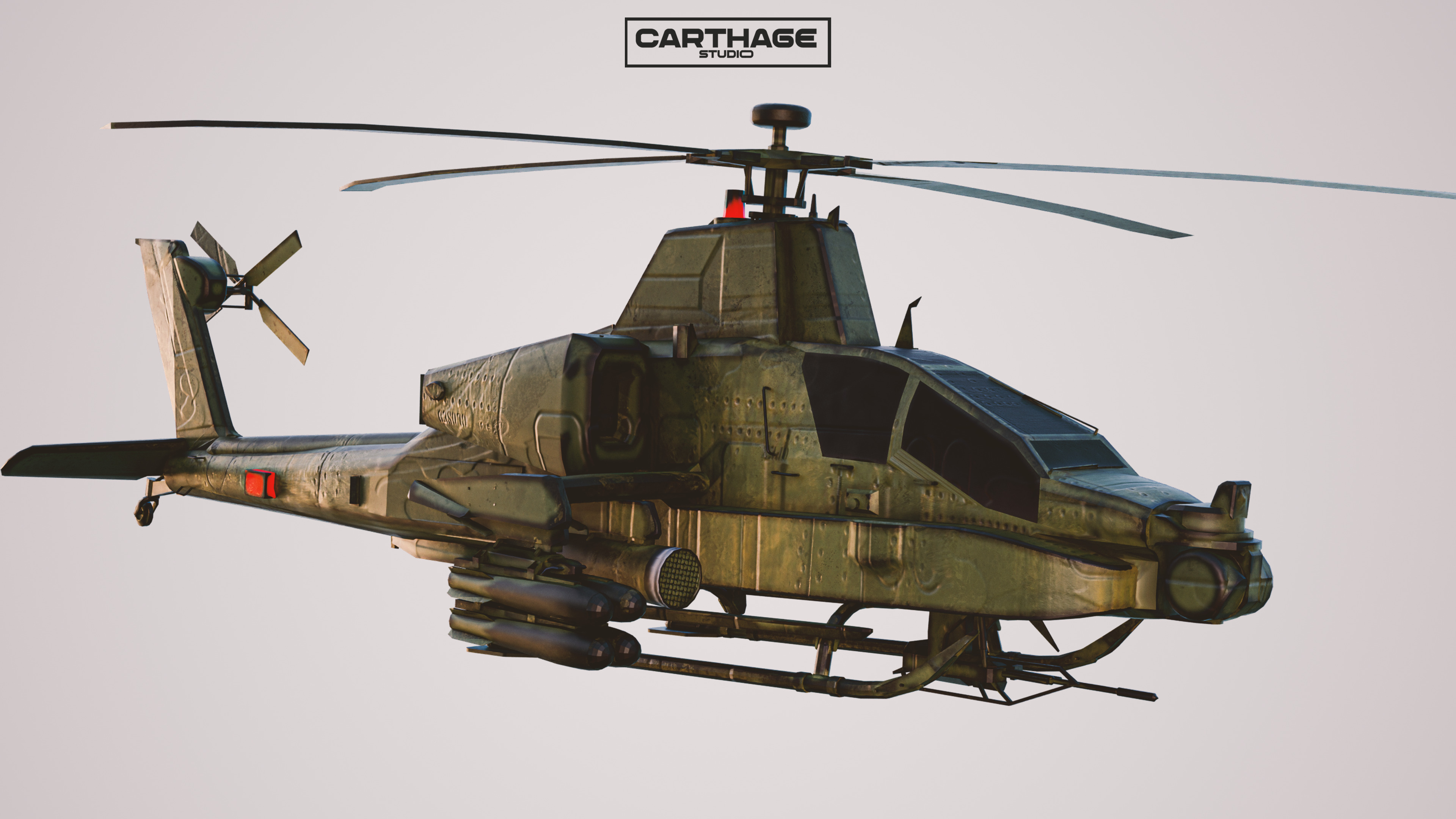 Military Apache Style Military Helicopter  Low-poly 3D model_4