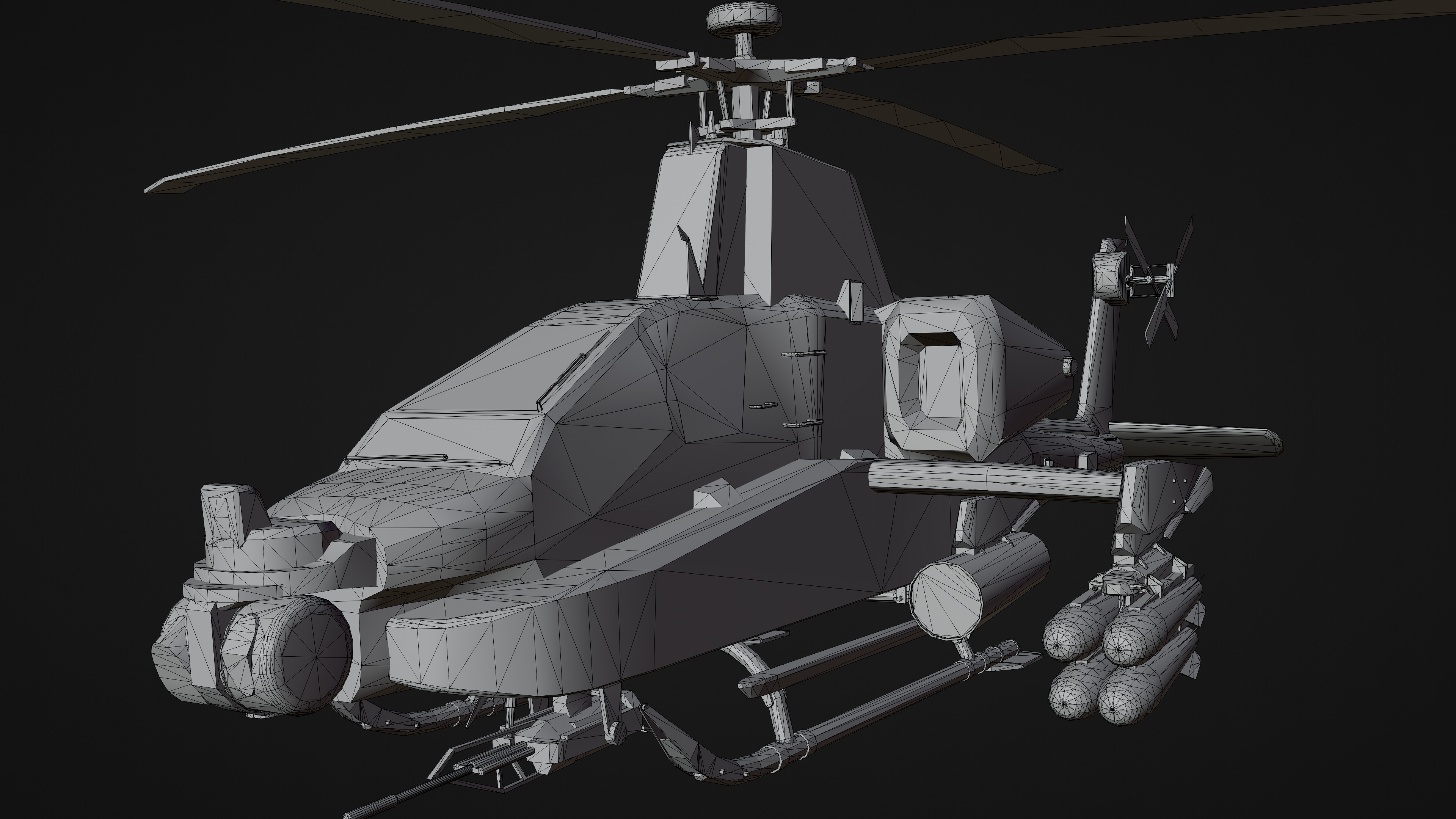 Military Apache Style Military Helicopter  Low-poly 3D model_18