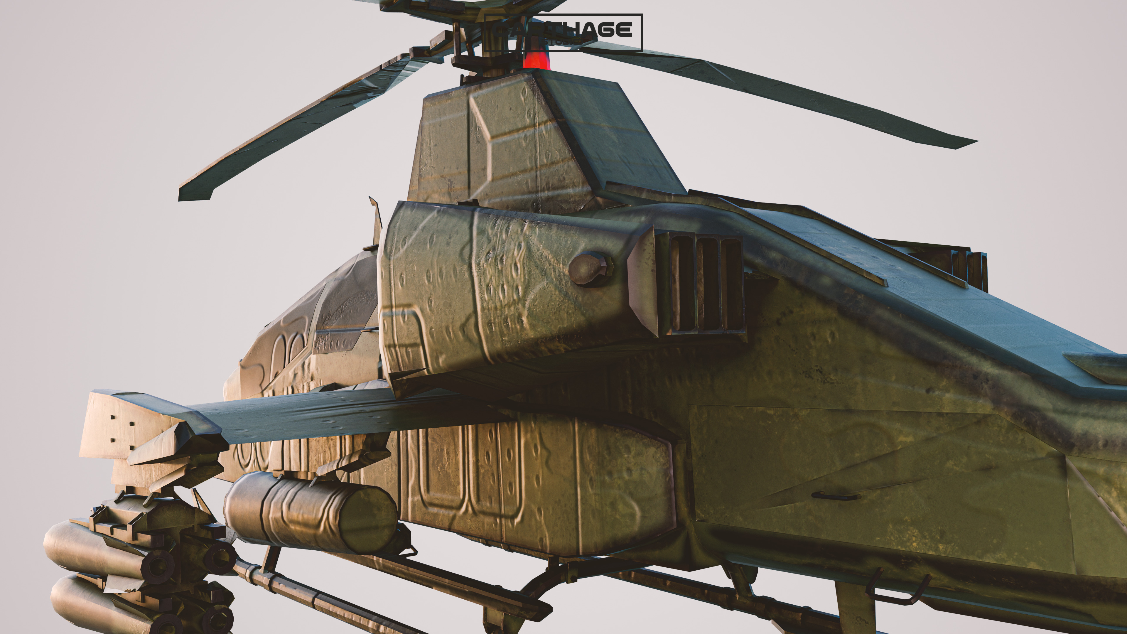 Military Apache Style Military Helicopter  Low-poly 3D model_10
