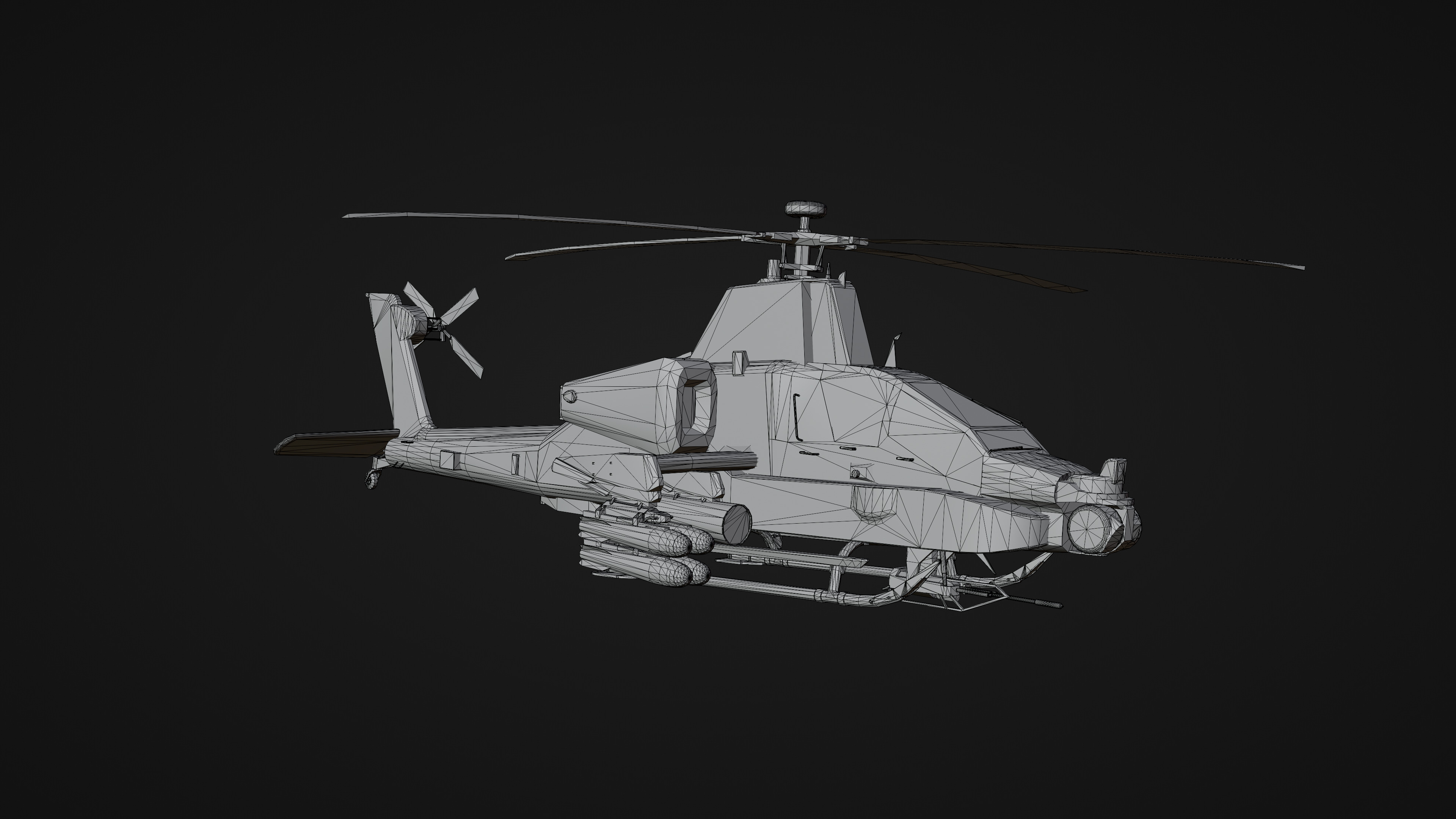 Military Apache Style Military Helicopter  Low-poly 3D model_16