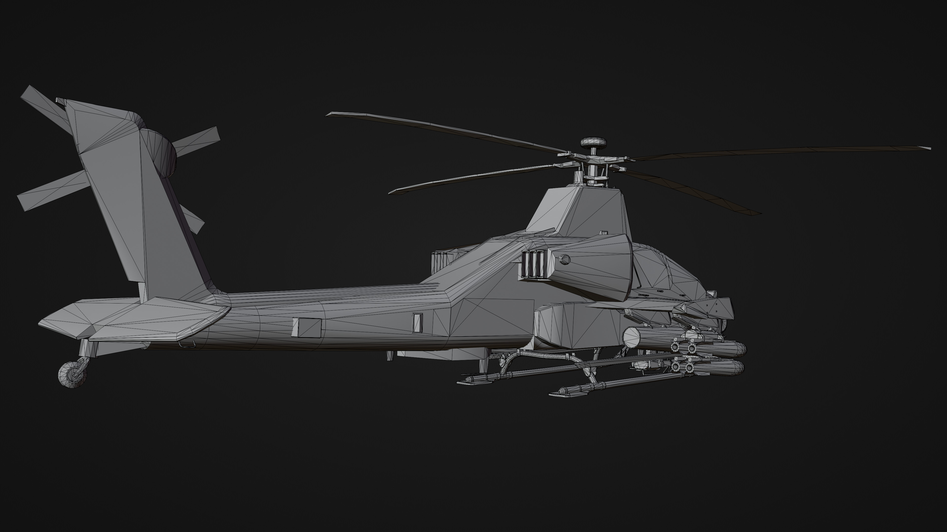 Military Apache Style Military Helicopter  Low-poly 3D model_20