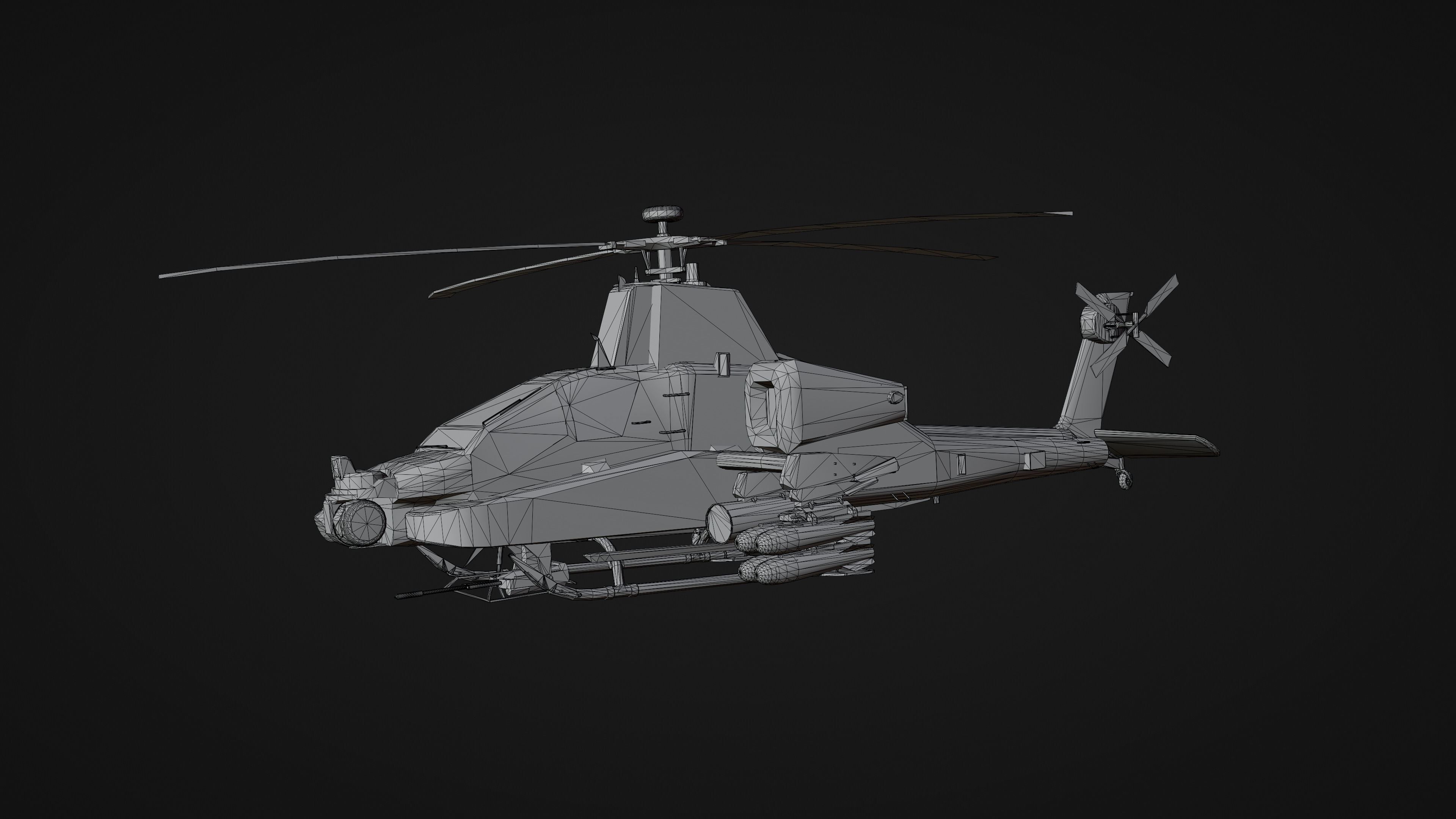 Military Apache Style Military Helicopter  Low-poly 3D model_17