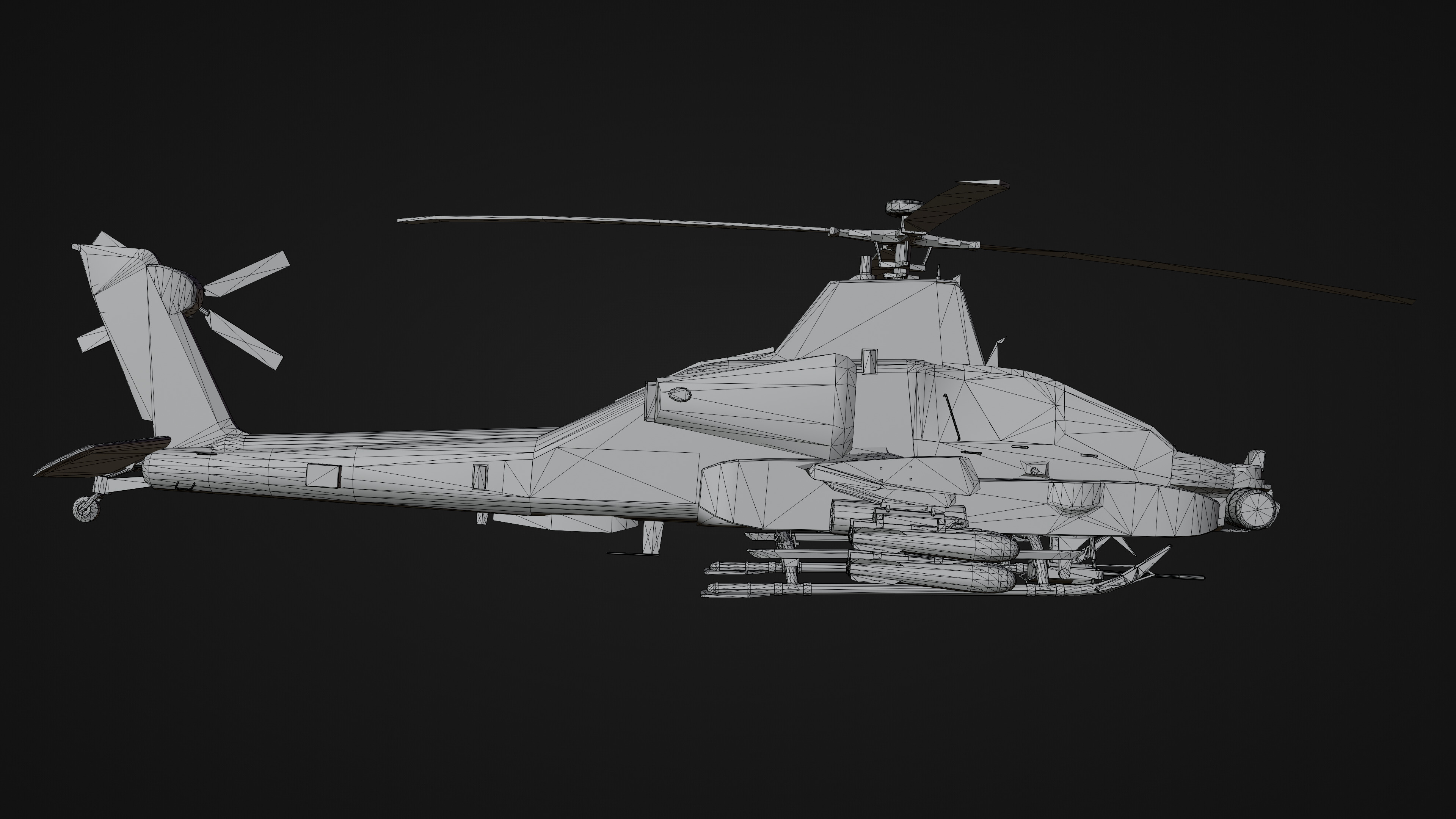 Military Apache Style Military Helicopter  Low-poly 3D model_14