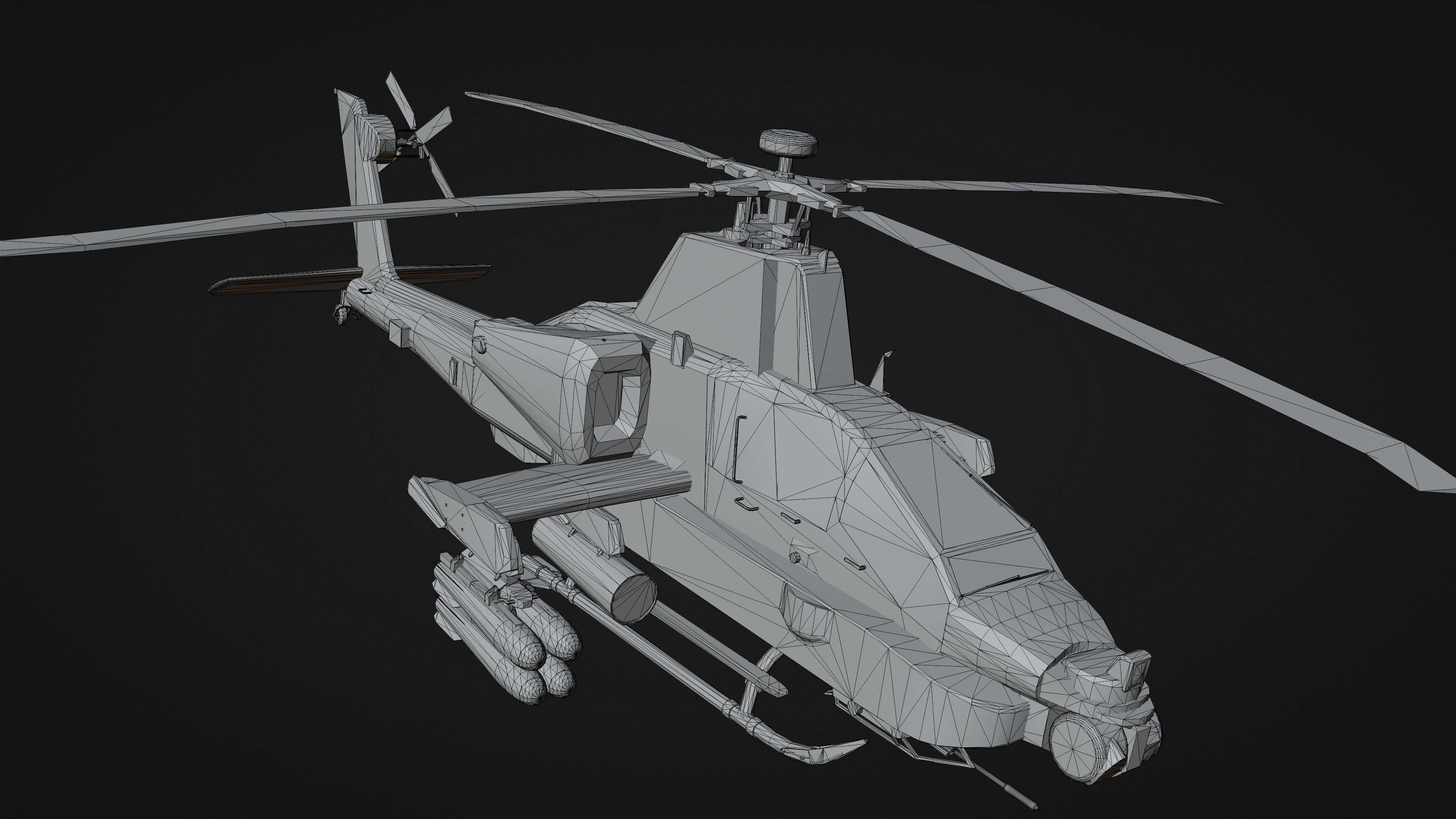 Military Apache Style Military Helicopter  Low-poly 3D model_21