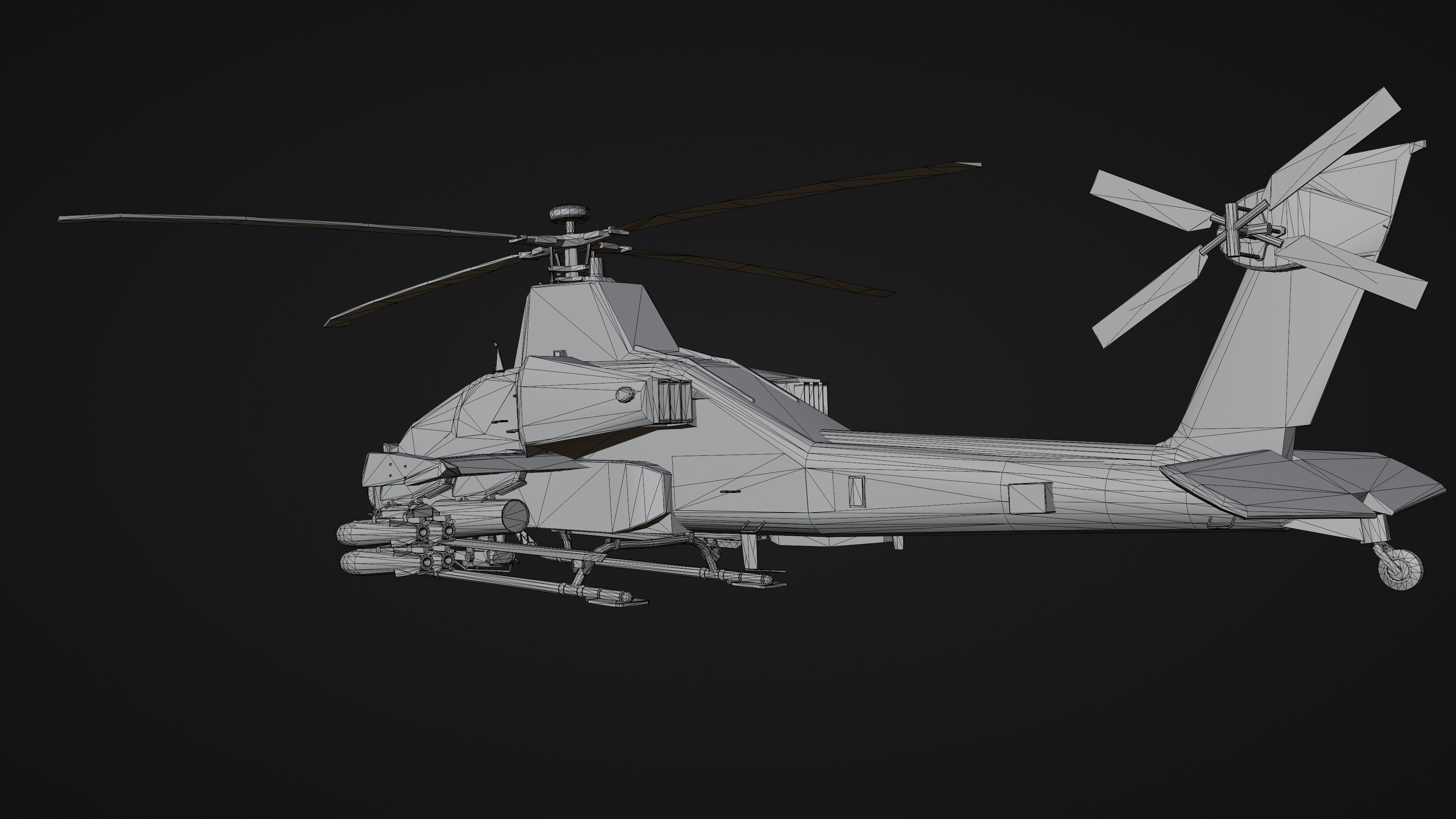 Military Apache Style Military Helicopter  Low-poly 3D model_22