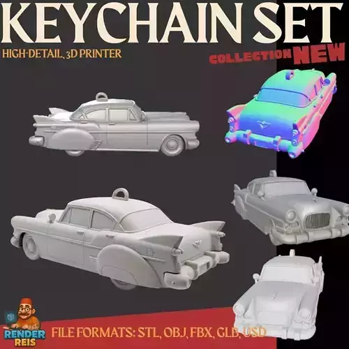Cute 50s American Classic Car 3D model