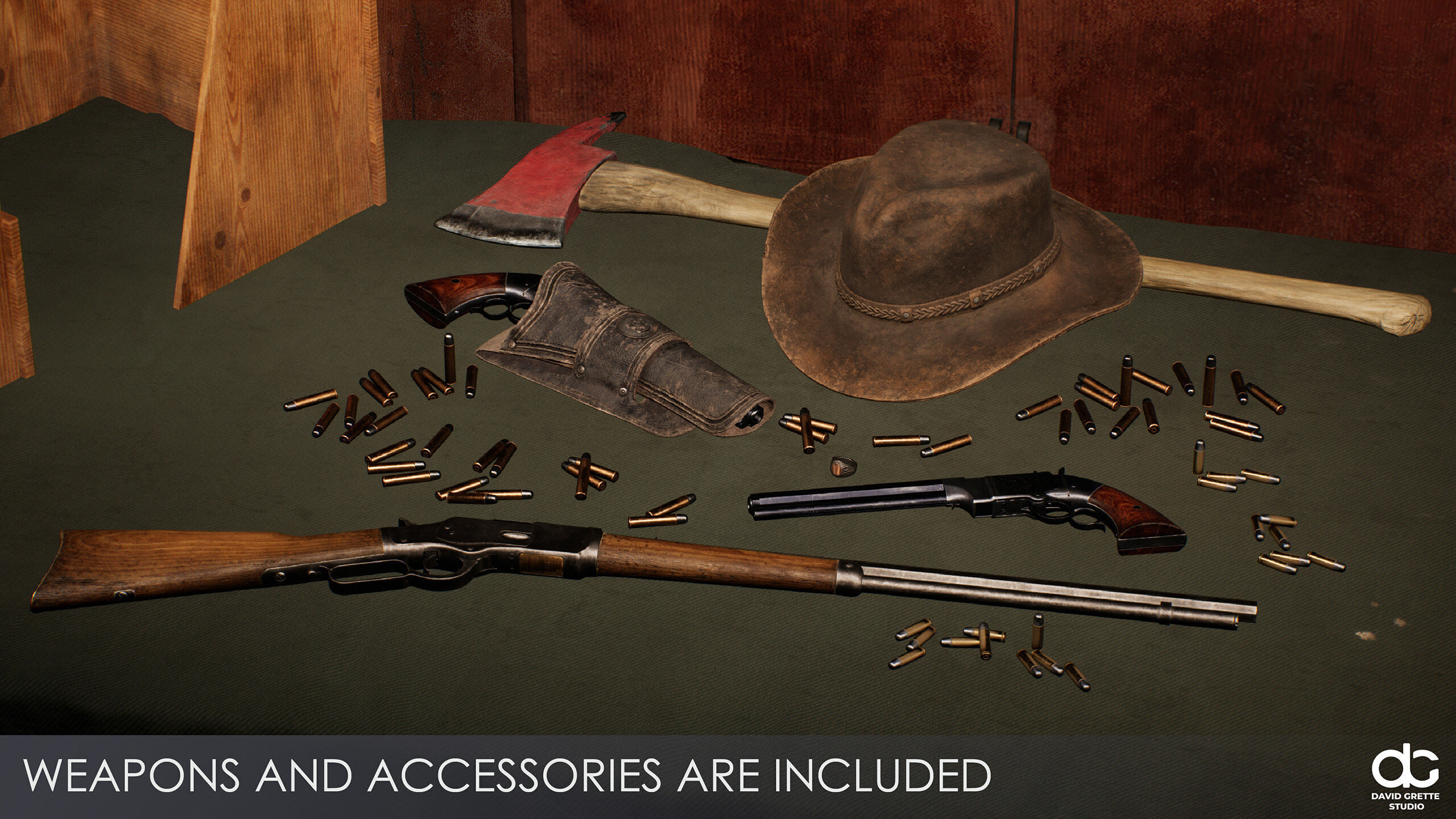 Western Character Billy - Survival Shooter Cowboy Man Low-poly 3D model_18