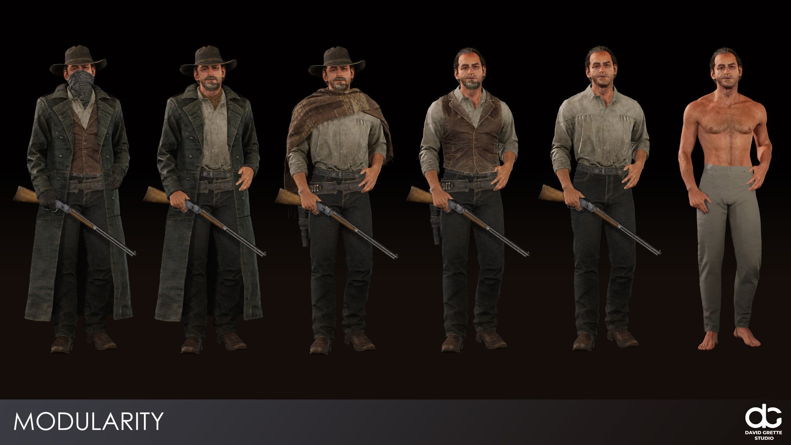 Western Character Billy - Survival Shooter Cowboy Man Low-poly 3D model_6