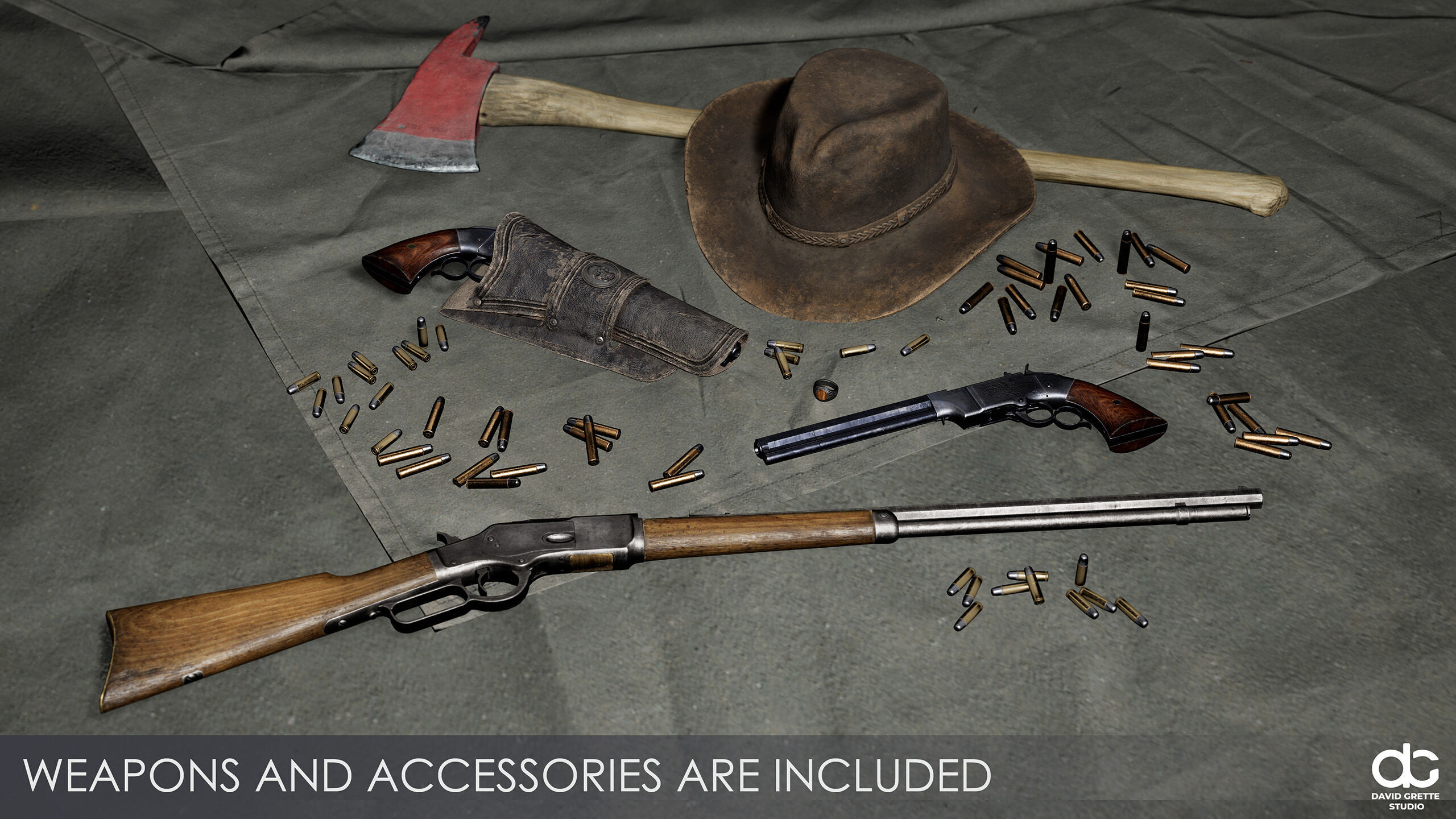 Western Character Billy - Survival Shooter Cowboy Man Low-poly 3D model_8