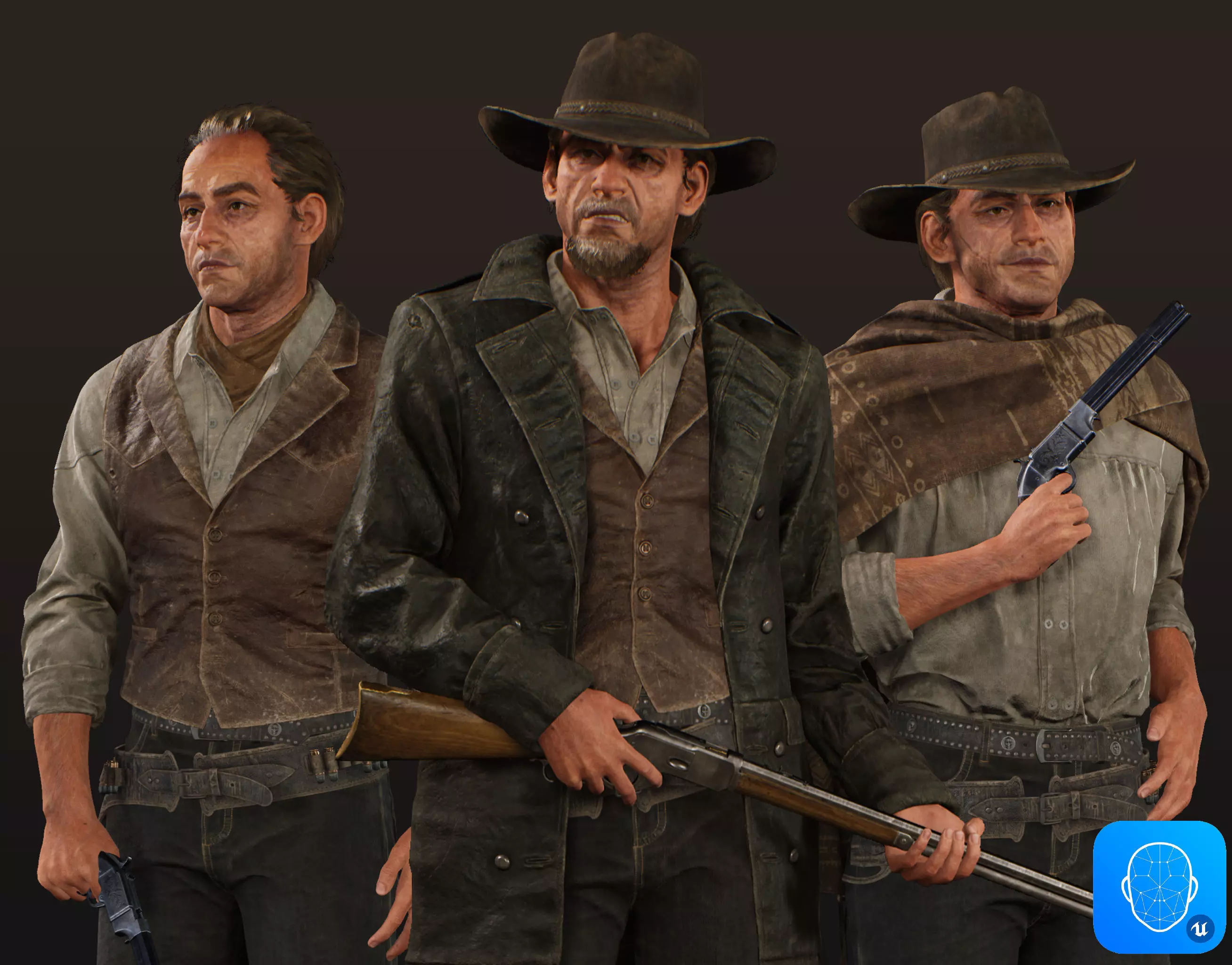 Western Character Billy - Survival Shooter Cowboy Man Low-poly 3D model_0