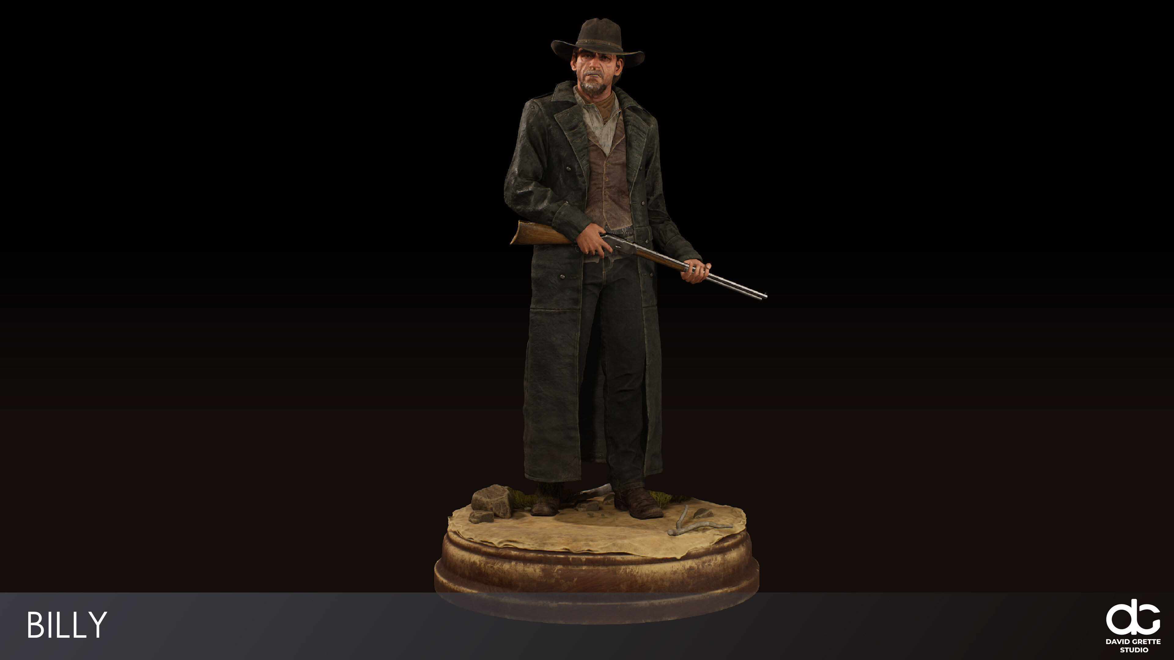 Western Character Billy - Survival Shooter Cowboy Man Low-poly 3D model_4