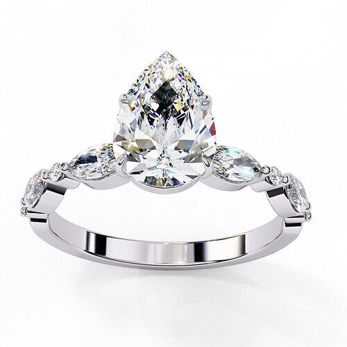 PEAR  DIAMOND RING -CAD-023 3D model