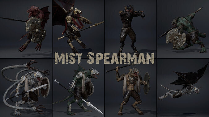 Mist Spearman Low-poly 3D model