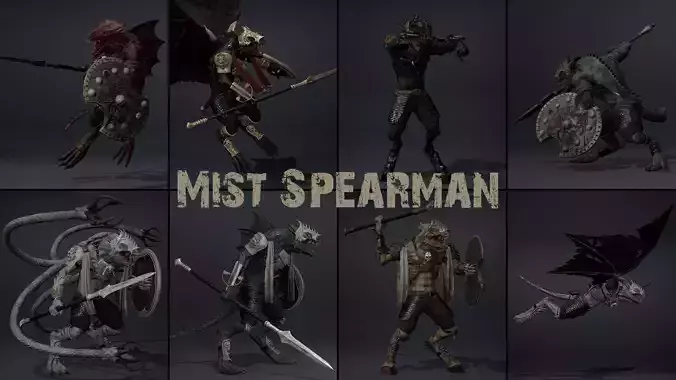 Mist Spearman Low-poly 3D model