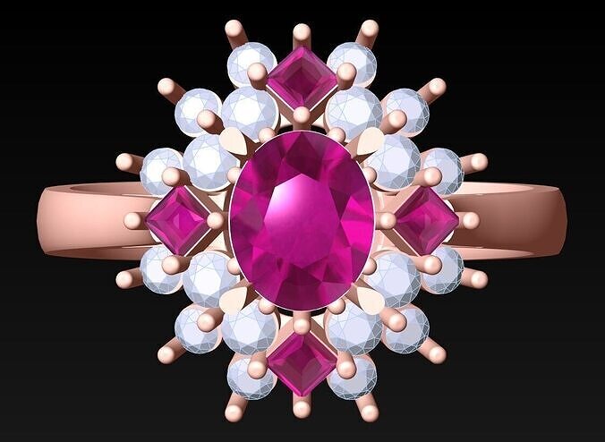 Oval stone ring - Womens  Rings -  N415950 3D print model