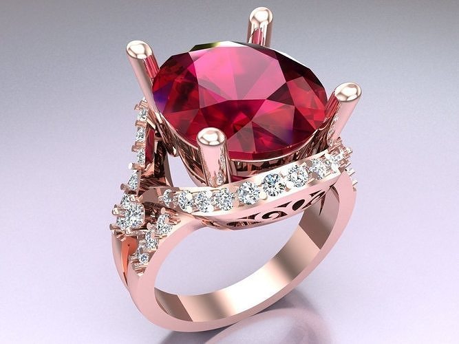 Oval stone ring - Womens  Rings - N415014 3D print model