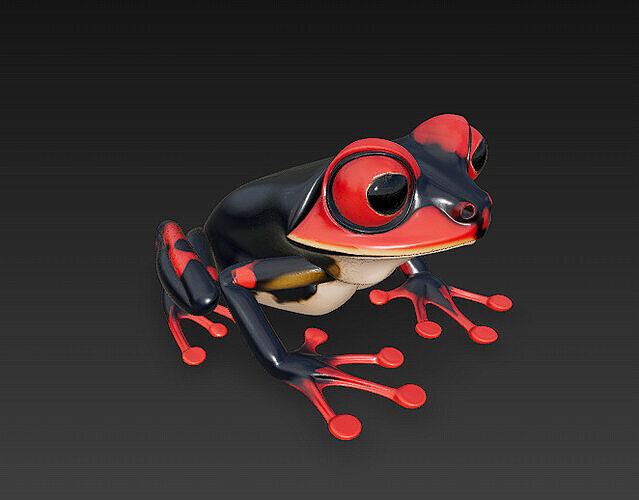 Frog Poisonous Realistic 3D Model Basic - Low Poly Realistic Low-poly 3D model