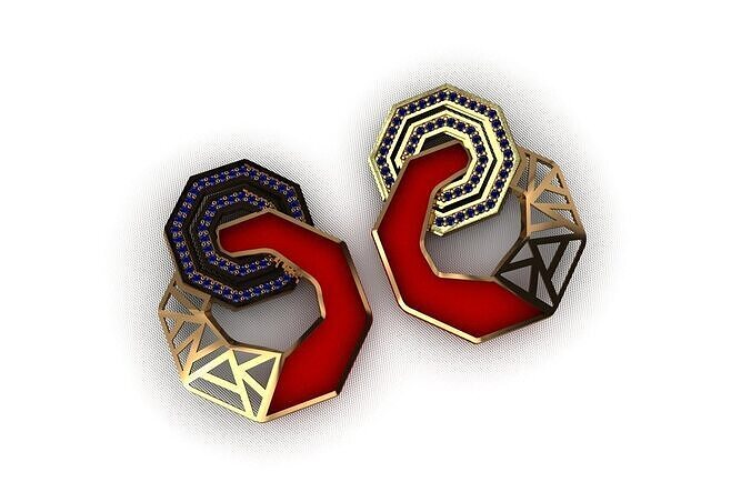 earrings gold 3D print model
