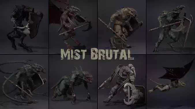 Mist Brutal Warrior Low-poly 3D model