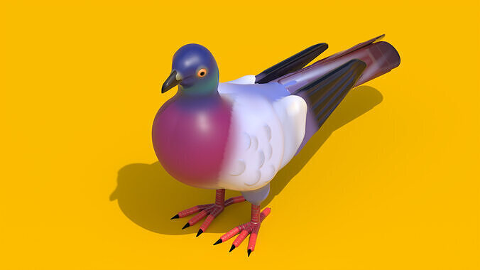 Stylized Cartoon Pigeon -  3D Model Low Poly Character  Low-poly 3D model