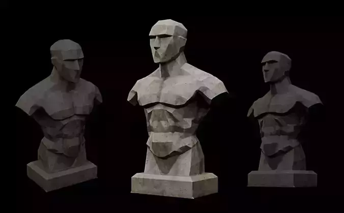 Male Torso Sculpture Low Poly Anatomy Bust 3D print model