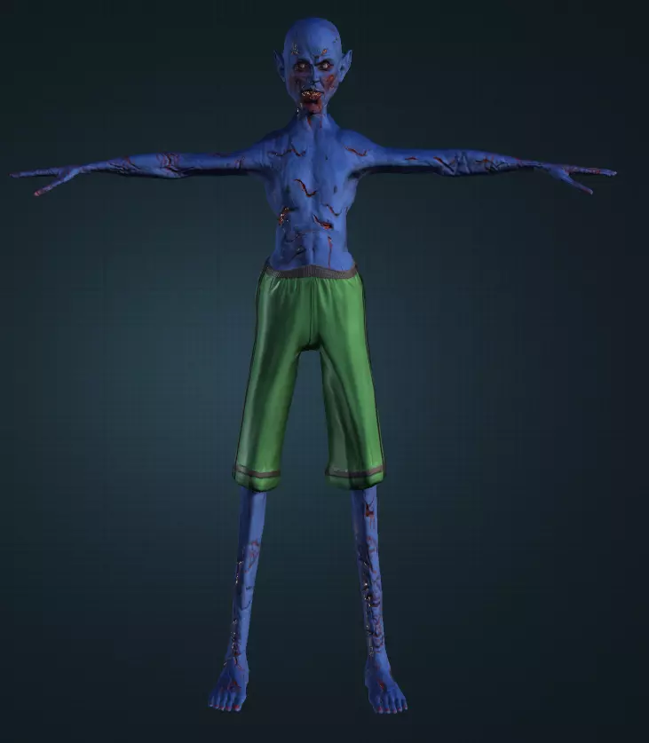 The Cursed Survivor - Post-Apocalyptic Horror Character 3D model