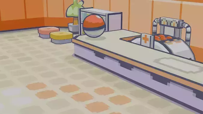 Pokemon Center Stylized 3D Model  Game Ready  Low Poly