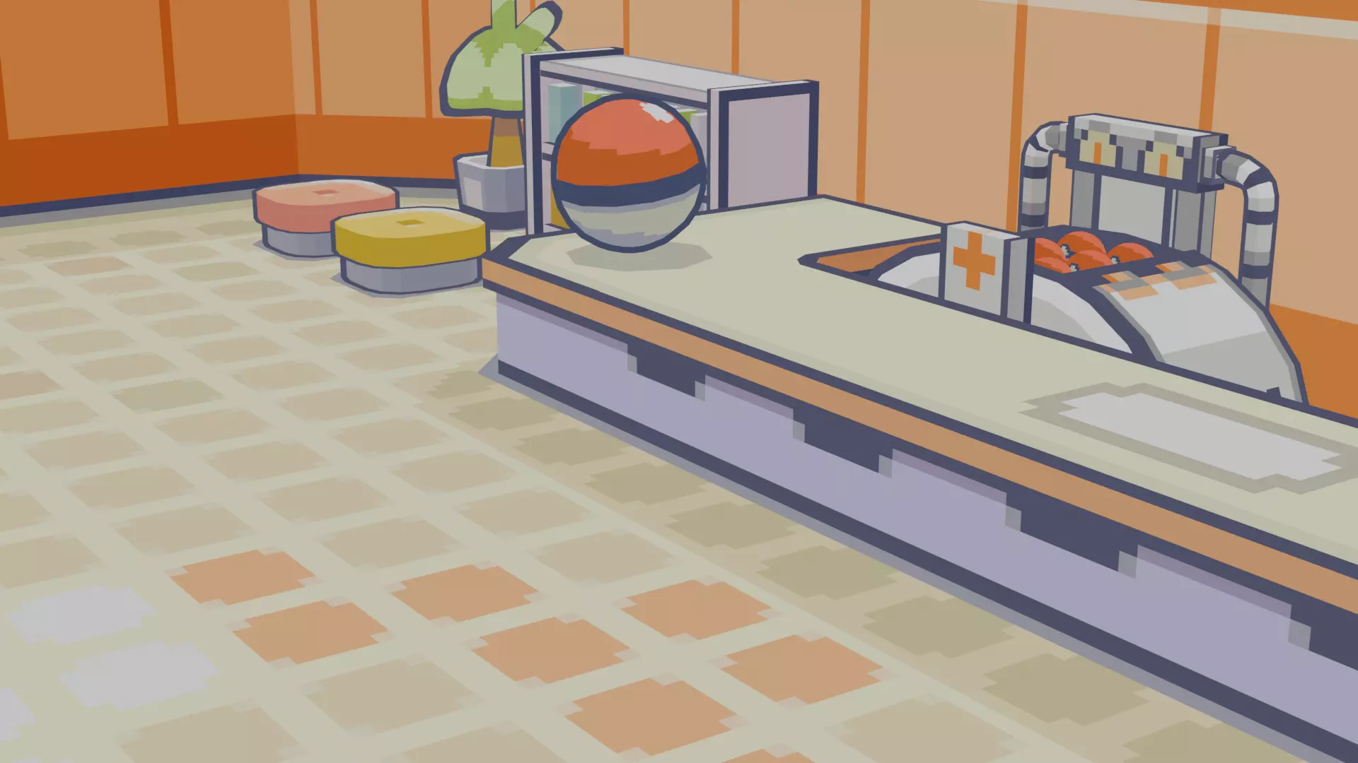 Pokemon Center Stylized 3D Model Game Ready Low Poly 3D model_0