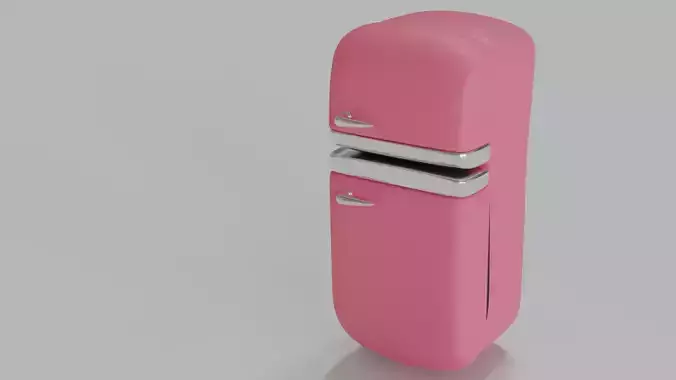 Stylized Retro Refrigerator 3D Model