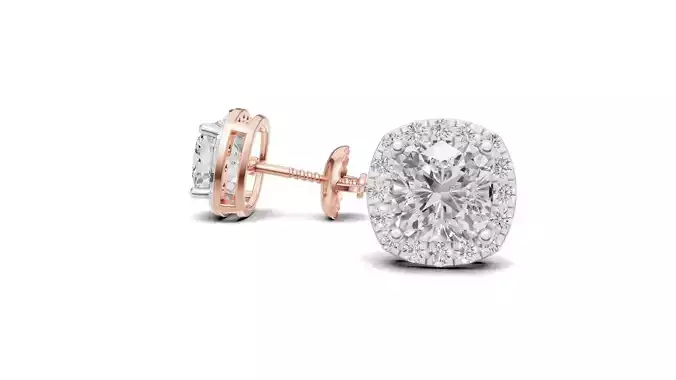 Cushion Diamond Stud Earrings